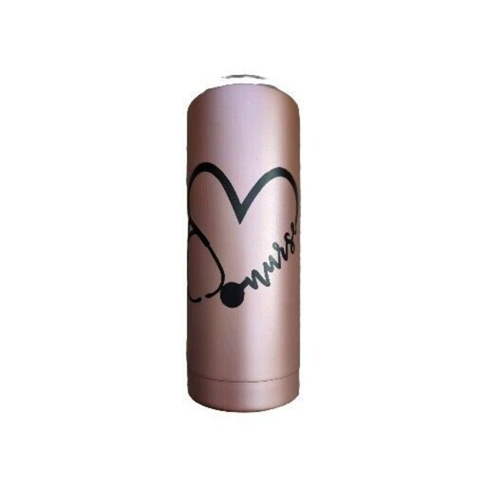 Nurse BUILT 20oz Stainless Insulated Rose Gold Pink Tumbler Travel Cup Lid RN